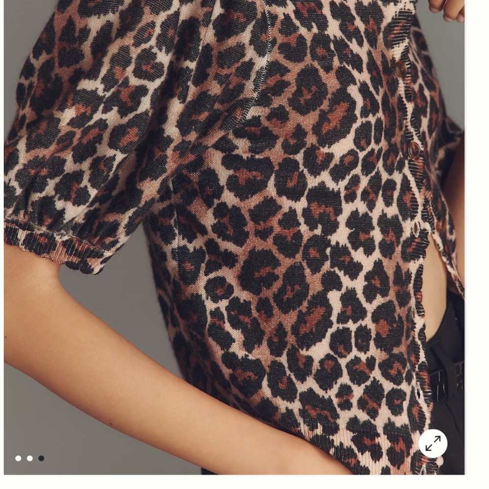 Maeve Brown Leopard Print Button-Down cardigan
